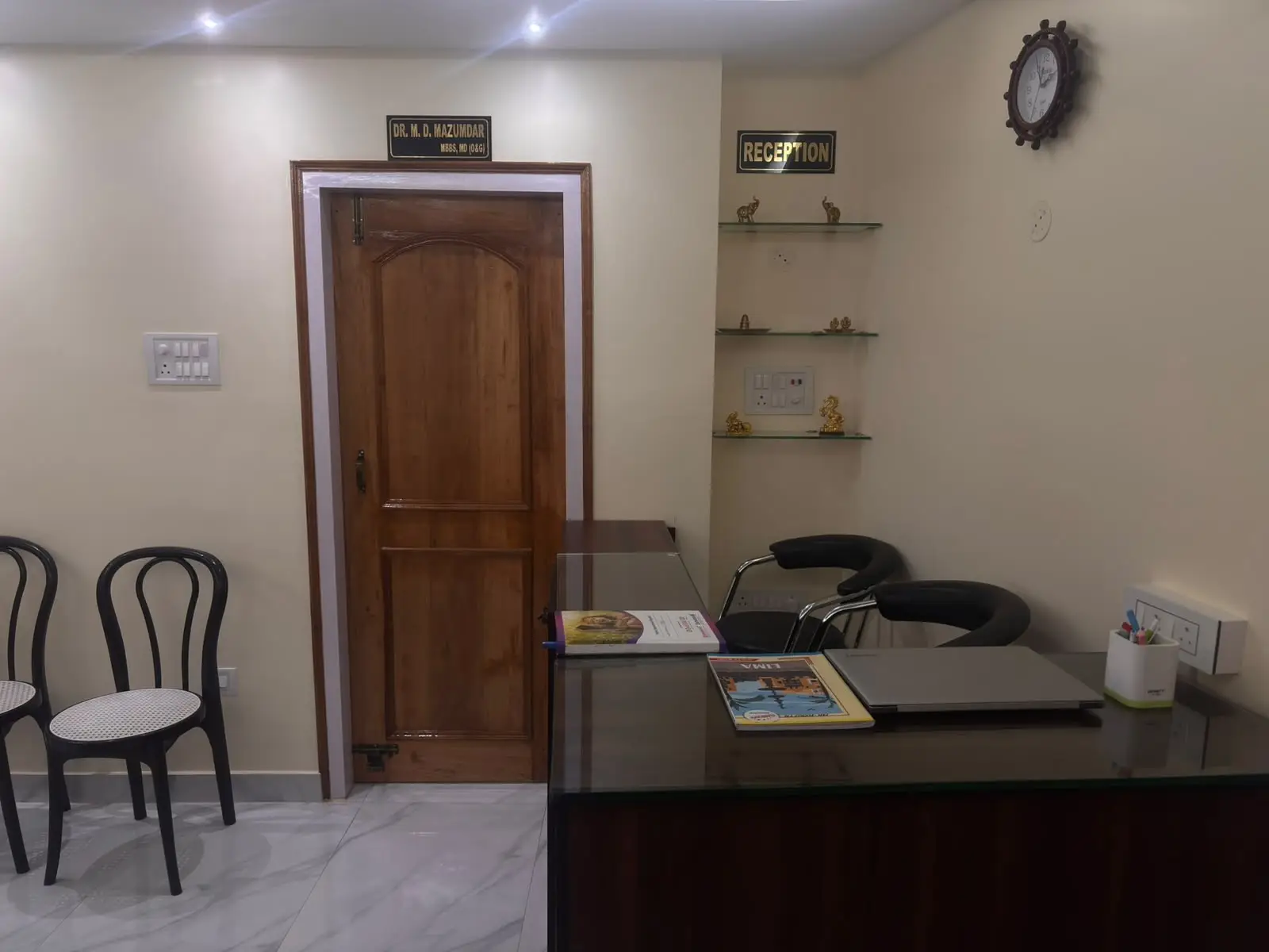 Reception area at Aries Obgyn Clinic, Beltola, Guwahati